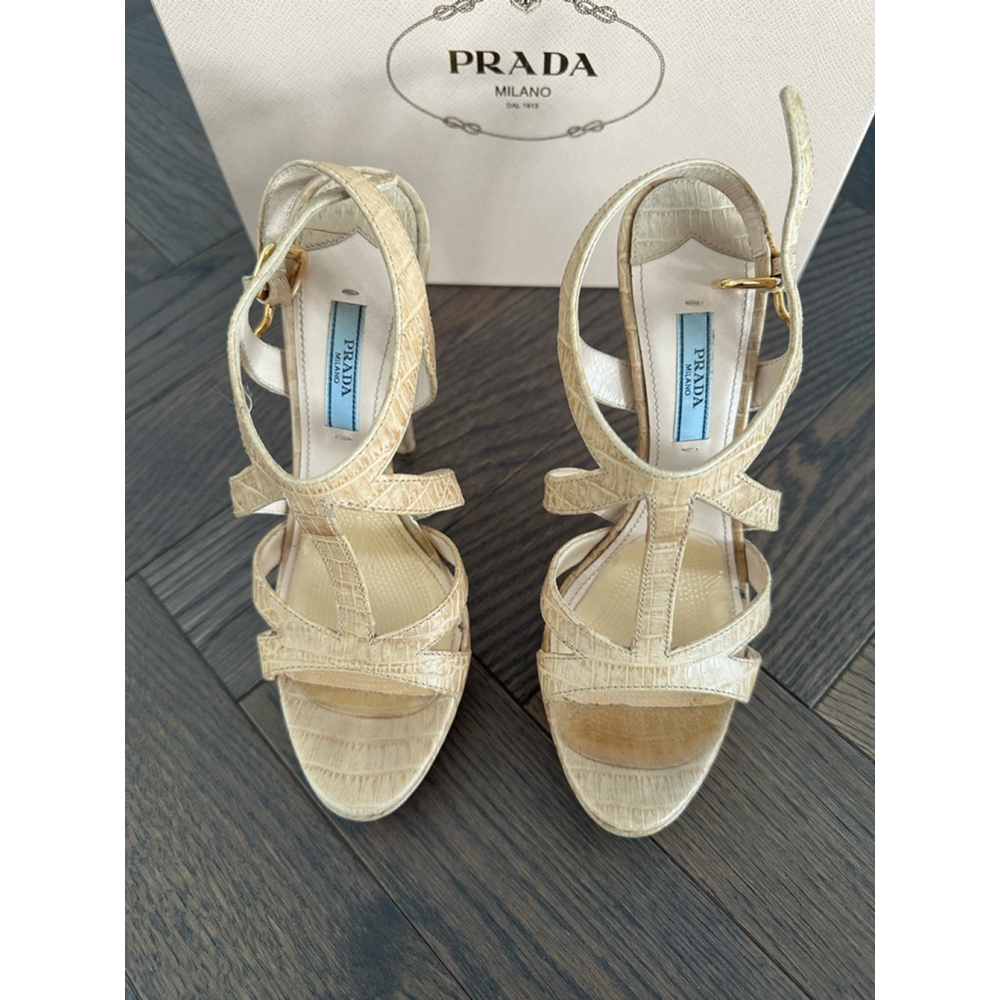 Women's Prada Beige Leather Heels - image 2